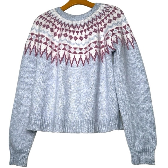 Marine Layer Bethany Fair Isle Wool Alpaca Sweater Gray Size XL Chunky Cozy - Picture 1 of 9